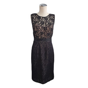 BCBGMaxAzria Black Lace Sheath Midi Dress Size 4